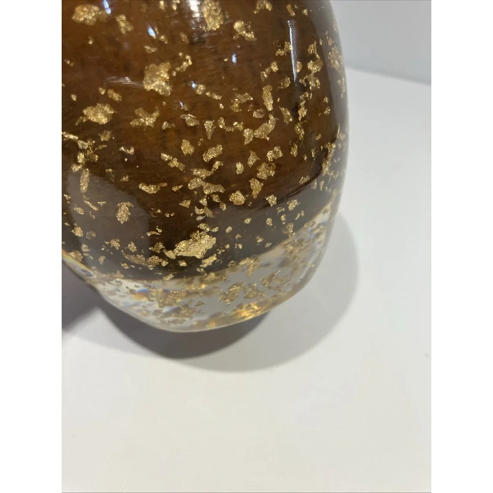 Nicole Miller MCM Style Brown With Gold Flakes Lucite Votive Candle Tea Light
